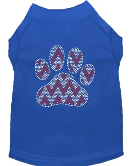 Candy Cane Chevron Paw Rhinestone Dog Shirt Blue Xl (16)