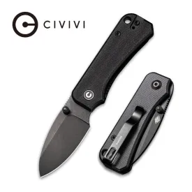 Civivi Baby Banter Thumb Stud Knife - Black G10 Handle (2.34" Black Stonewashed Nitro-V) C 19068S-2