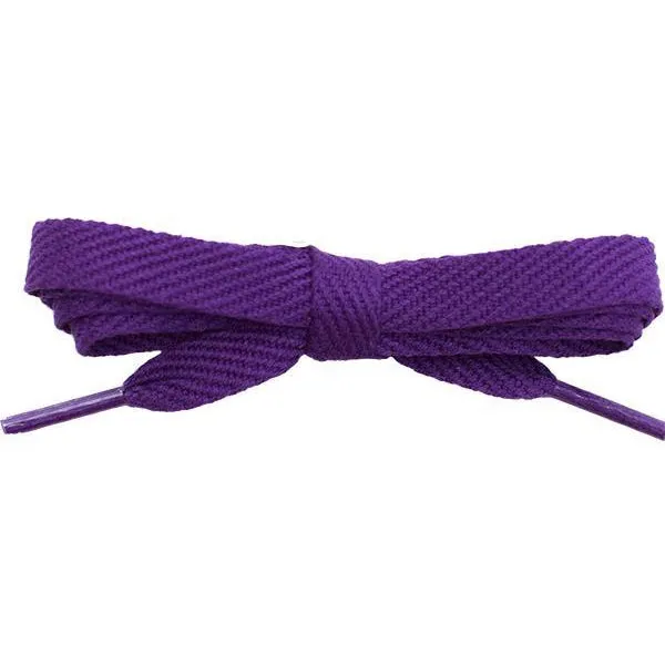 Cotton Flat 3/8" Laces Custom Length with Tip - Purple (1 Pair Pack) Shoelaces