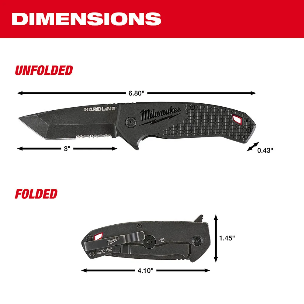 Milwaukee 48-22-1998 3" HARDLINE Serrated Blade Pocket Knife