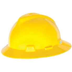 MSA V-Gard 475369 Slotted Full Brim Hard Hat  with Fas-Trak III Suspension, White, 1 Each