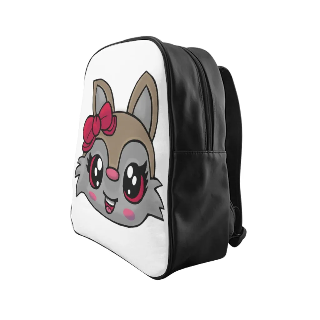 Pink Brown Kitty Head School Backpack