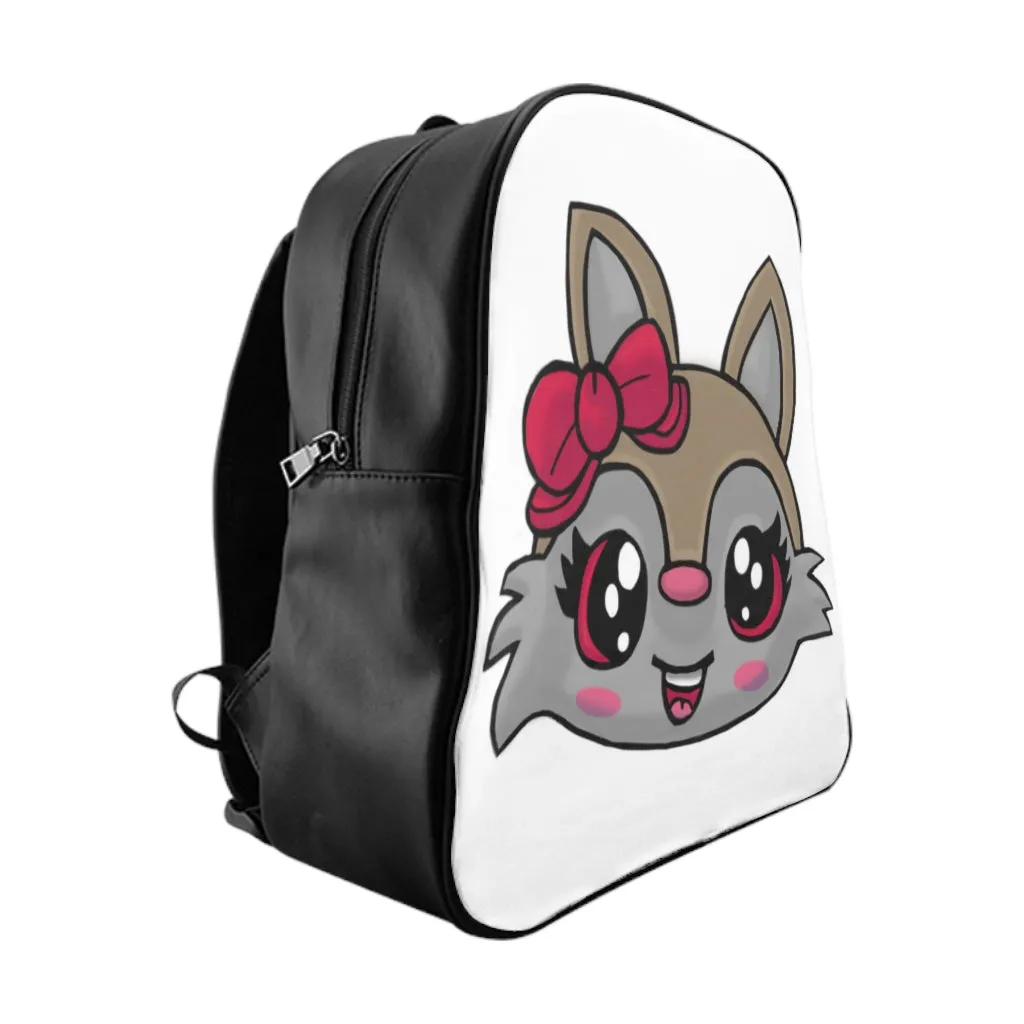 Pink Brown Kitty Head School Backpack