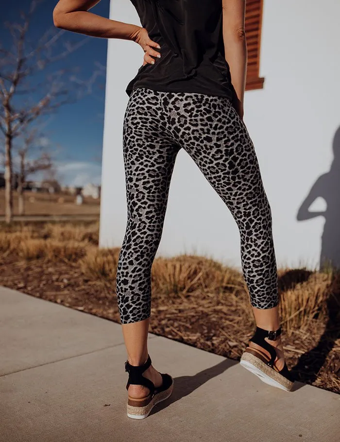 SA Exclusive Sassy Leopard Grey and Black Capri Leggings