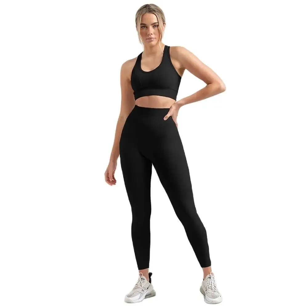 Seamless Yoga Waist Leggings Set