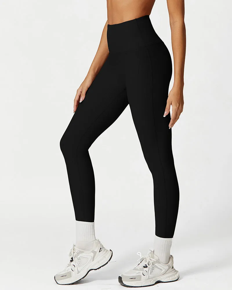 SheCurve®High Waist Ribbed Workout Leggings