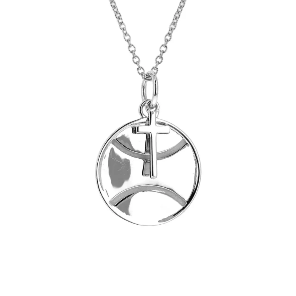 Tennis Necklace With Dangle Cross | Sterling