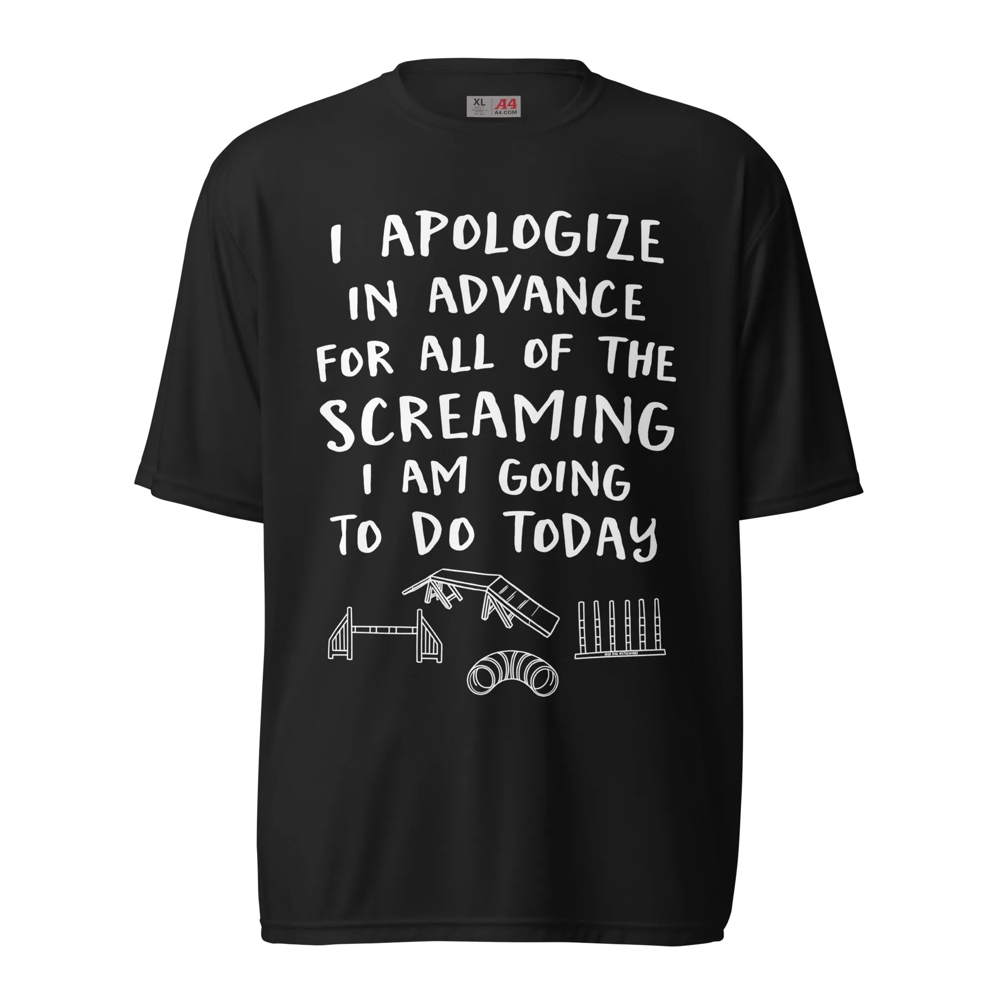 unisex performance crew neck: apologize (agility) dark colors