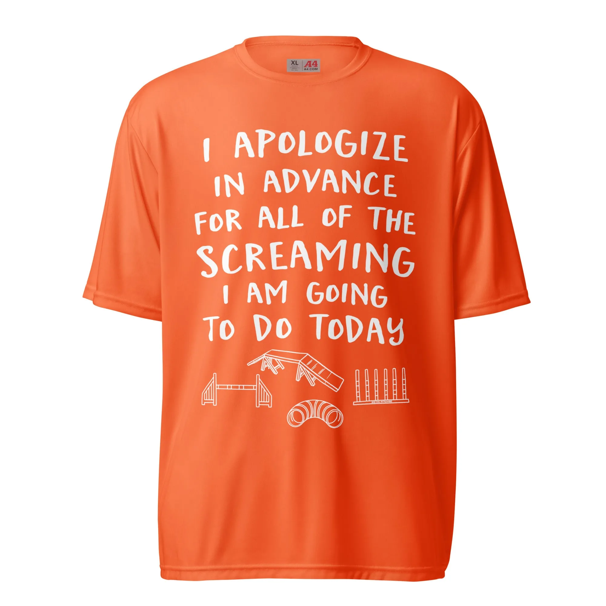 unisex performance crew neck: apologize (agility) dark colors