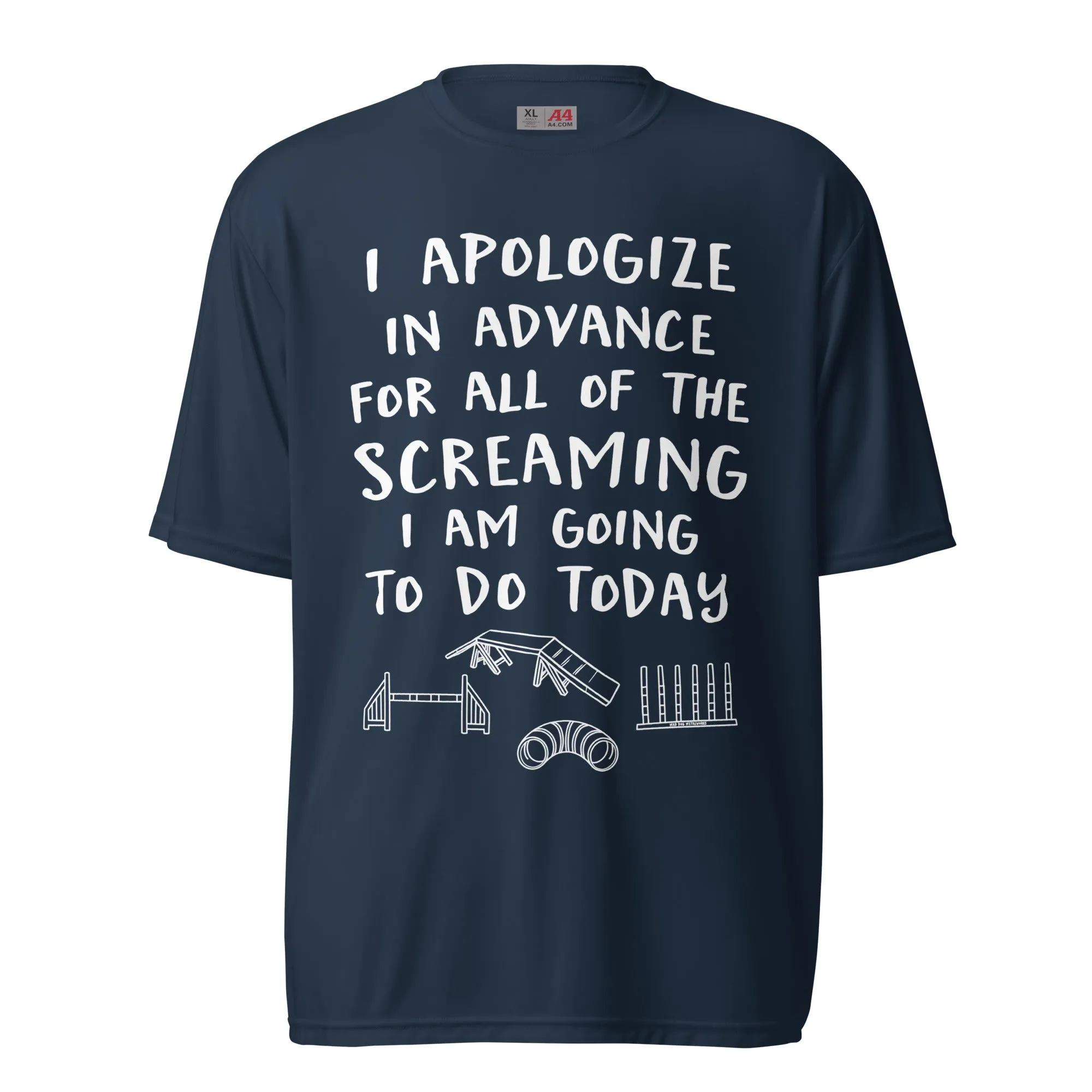 unisex performance crew neck: apologize (agility) dark colors