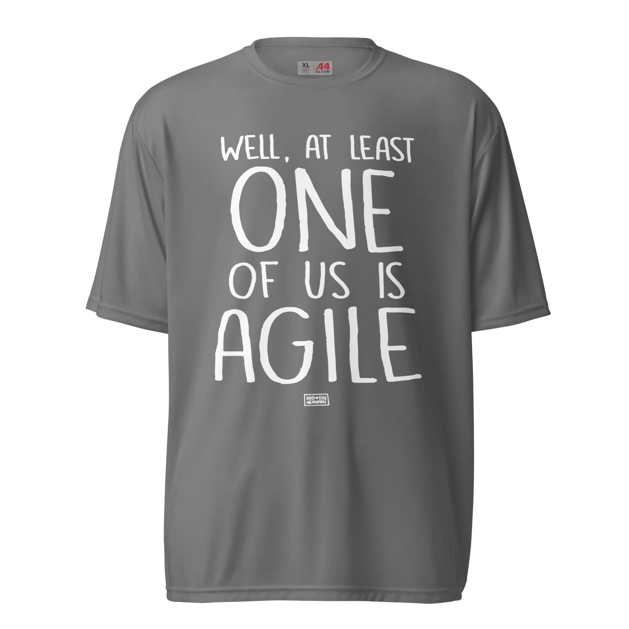 unisex performance crewneck: one of us is agile