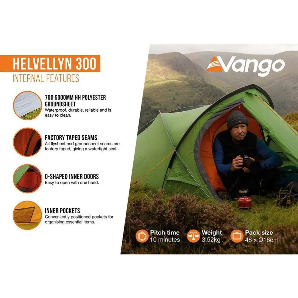 Vango Helvellyn 300 Trekking Tent - 3 Man Semi-Geodesic Tent